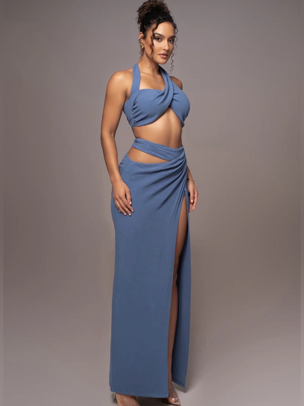 JLuxLabel CHAMBRAY NEW AGE TWO PIECE SKIRT SET size Large L